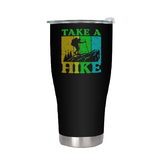 Take a Hike Wanderlust Hiker Hiking Mountains Stainless Steel Tumblers