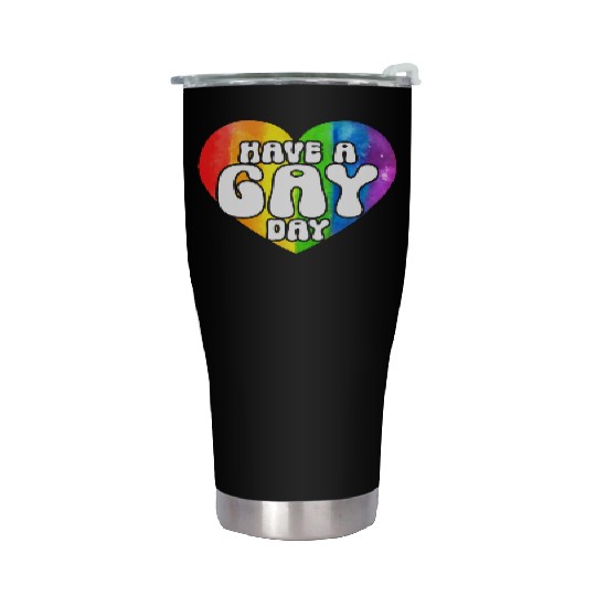 Have A Gay Day Rainbow Pride Month LGBTQ Gay Pride Stainless Steel Tumblers