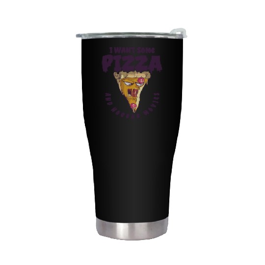 Halloween Pizza Monster Scary Pizza Lover Food Stainless Steel Tumblers