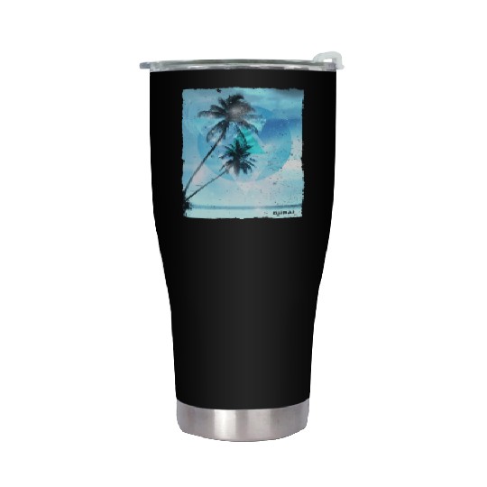 Artistic Dubai United Arab Emirates Palm Tree Stainless Steel Tumblers