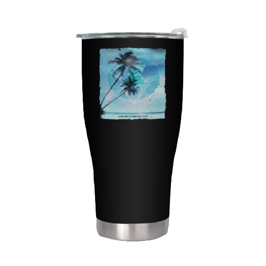 Artistic Jacksonville Florida Palm Tree Vacation Stainless Steel Tumblers