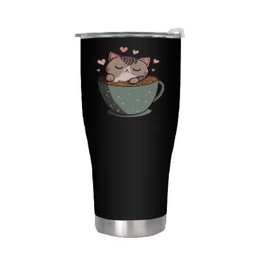 Caffeine Kitties A Sweet Valentines Day Gift Stainless Steel Tumblers