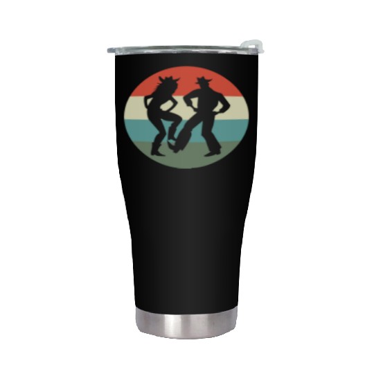 Retro 70s Dancing silhouette Square Dance Stainless Steel Tumblers