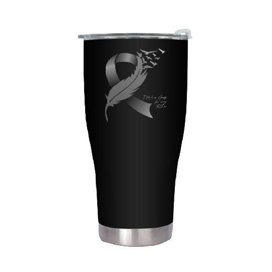 Brain Cancer Tumor Awareness I Wear Grey For My Stainless Steel Tumblers