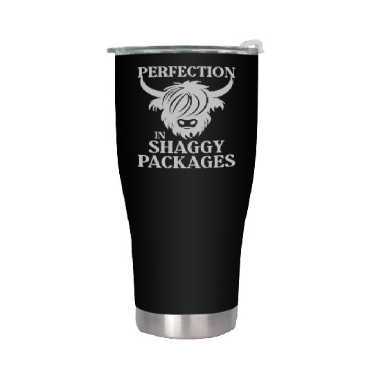 Perfection In Shaggy Packages Highland Cow Stainless Steel Tumblers