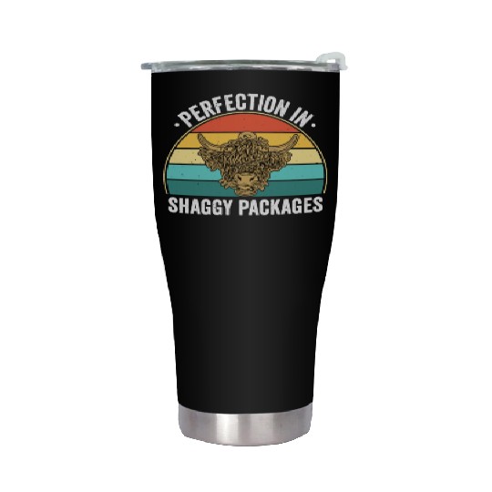 Perfection In Shaggy Packages Highland Cow Stainless Steel Tumblers