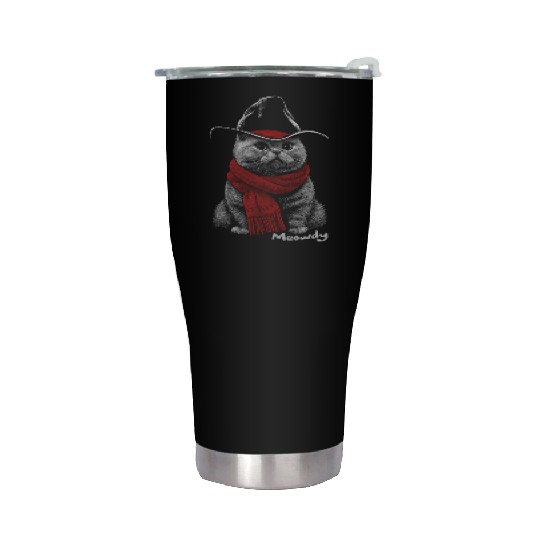 Cute Chonk Cat Meowdy Cat w/ Cowboy Hat from Texas Stainless Steel Tumblers