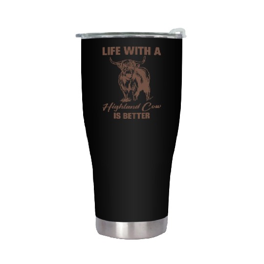 Life With A Highland Cow Is Better Scottish Cattle Stainless Steel Tumblers