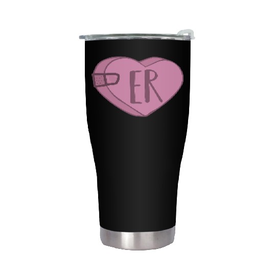 Cute ER Nurse Candy Heart for Valentines Day Scrub Stainless Steel Tumblers