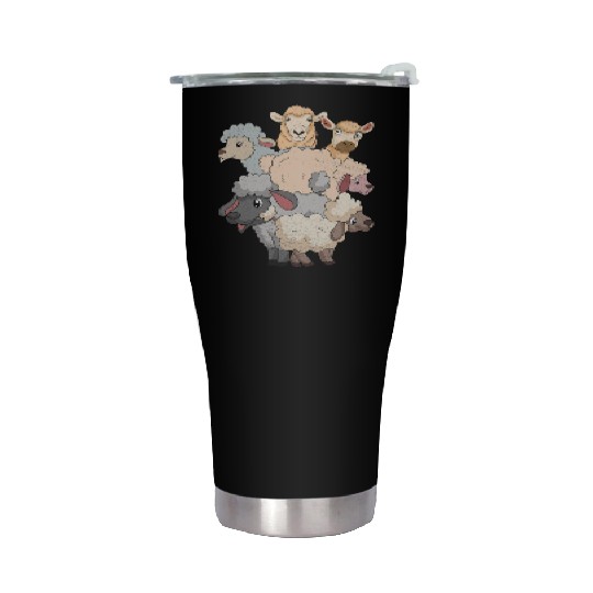 Cute Lamb Farm Animal Lover Farmer Sheep Stainless Steel Tumblers