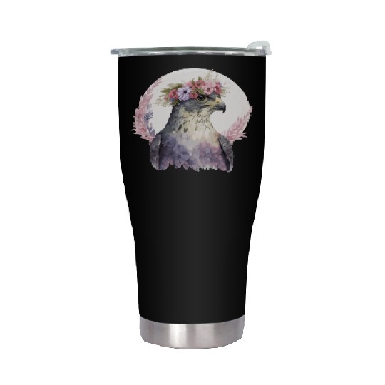 Falcon Birds Of Prey Flower Crown Floral Bird Watc Stainless Steel Tumblers