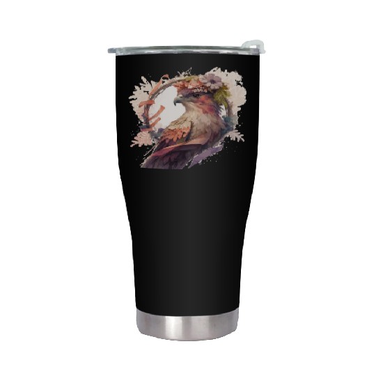 Birds Of Prey Kite Bird Flower Crown Floral Stainless Steel Tumblers