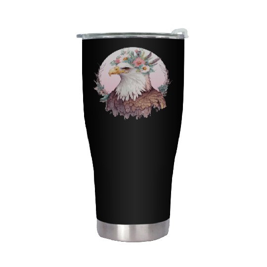 Birds Of Prey Bald Eagle Flower Crown Floral Birdi Stainless Steel Tumblers