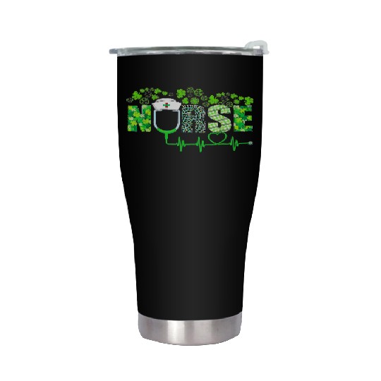 Irish Nurse Shamrock Stethoscope St Patricks Day Stainless Steel Tumblers