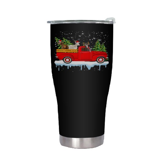 Santa Goat Ride Red Truck Christmas Tree Farmer Xm Stainless Steel Tumblers