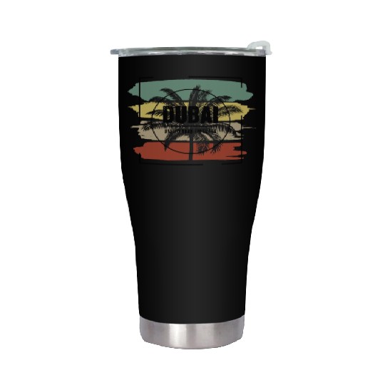 Dubai United Arab Emirates Palm Tree Retro Stainless Steel Tumblers