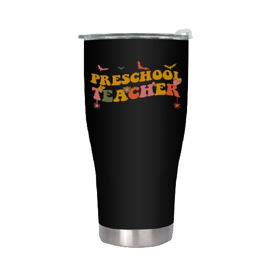 Funny Groovy Halloween Preschool Teacher Men Women Stainless Steel Tumblers