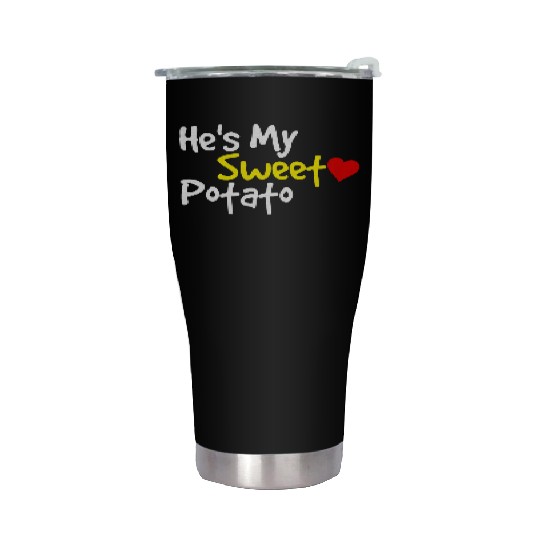 He s My Sweet Potato Funny Thanksgiving Couples Stainless Steel Tumblers