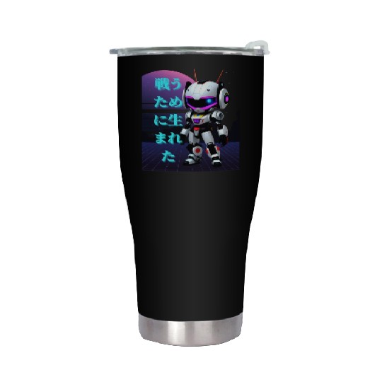 Chibi Mecha: A Cute Cyberpunk Design 3 Stainless Steel Tumblers
