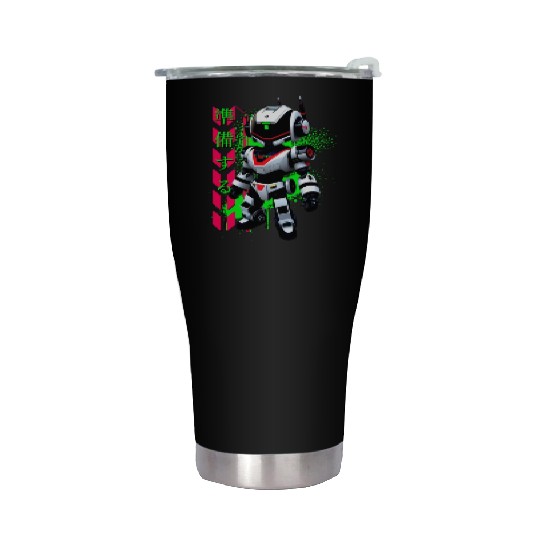 Chibi Mecha: A Cute Cyberpunk Design 1 Stainless Steel Tumblers