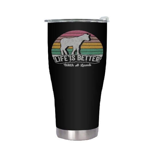 Funny Lamb Vintage Retro Life Is Better With Stainless Steel Tumblers