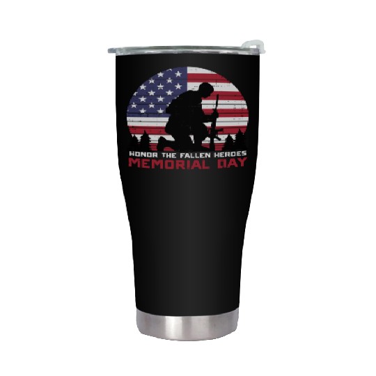 Honor The Fallen Heroes Memorial Day Us Flag Stainless Steel Tumblers