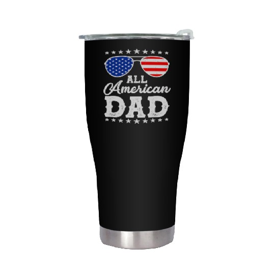 4th Of July Patriotic American Dad Us Stainless Steel Tumblers