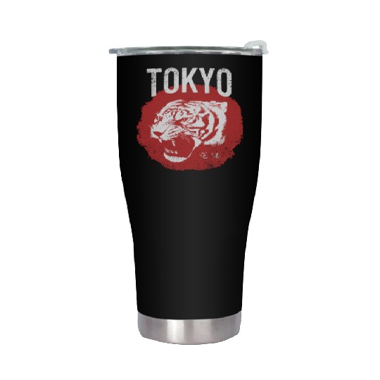 Tokyo Tiger Head Distressed Stainless Steel Tumblers