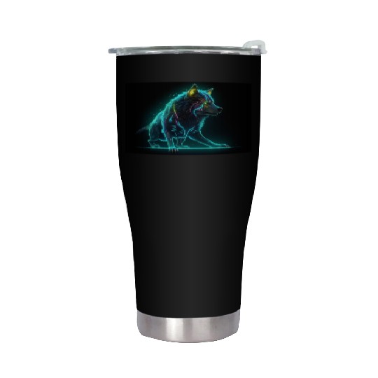 Neon Moon Wolf Stainless Steel Tumblers