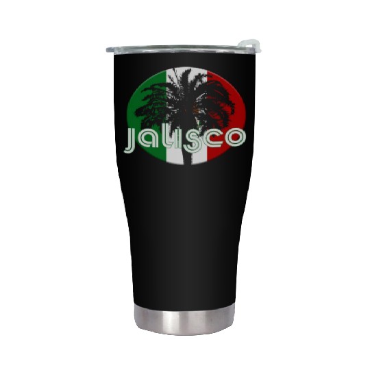 Jalisco Mexico Flag Native Palm Tree Mexican Stainless Steel Tumblers