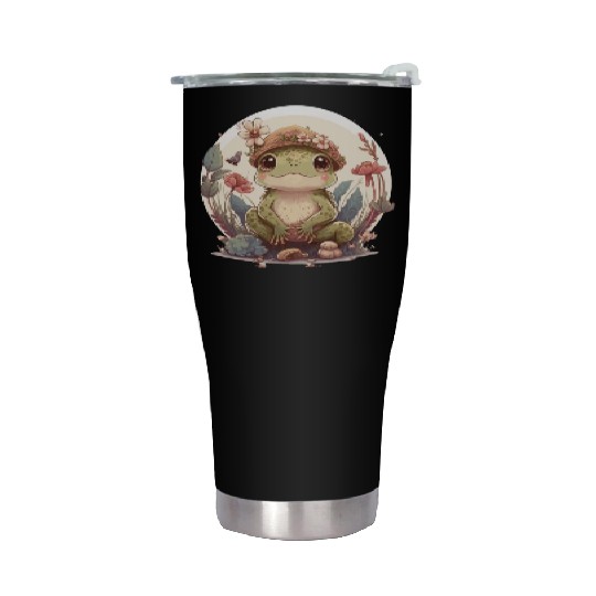Cute Cottagecore Baby Frog Toad Frog Lovers Stainless Steel Tumblers