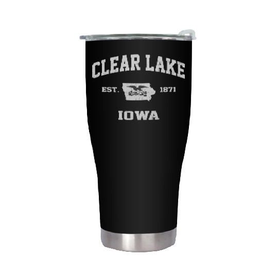 Clear Lake Iowa Ia State Athletic Style Stainless Steel Tumblers