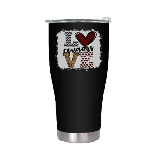 Cougars Mascot Love School Spirit Fantastic Stainless Steel Tumblers