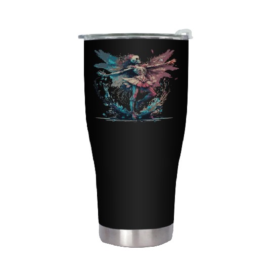 Watercolor Skeleton Fairy Gothic Fairycore Grunge Stainless Steel Tumblers
