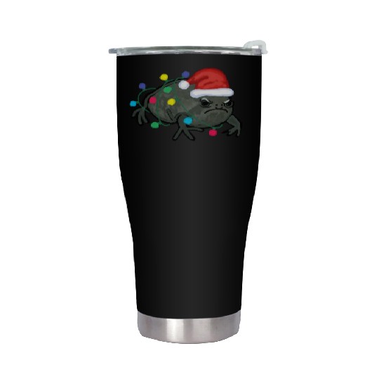 Black Desert Rain Frog Santa Tree Lights Stainless Steel Tumblers