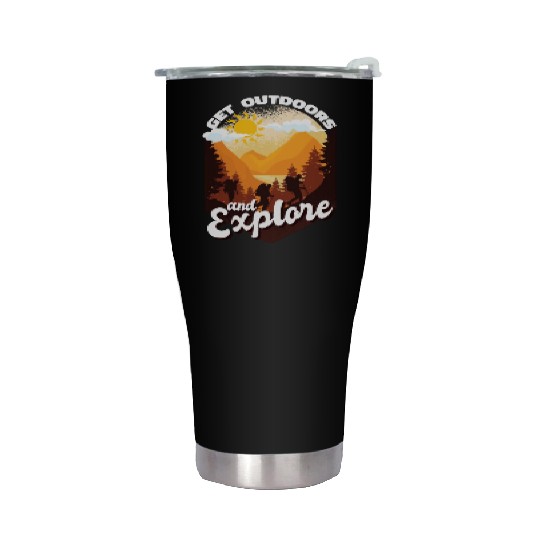 Get Outdoors And Explore Hiking Nature Vintage Stainless Steel Tumblers