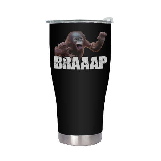 Braaap Monkey Face Riding A Motocross Stainless Steel Tumblers