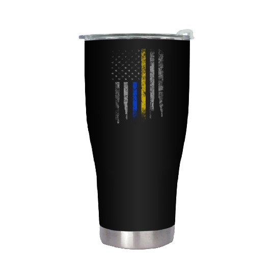 Gold Blue Line 911 Police Dispatcher First Stainless Steel Tumblers
