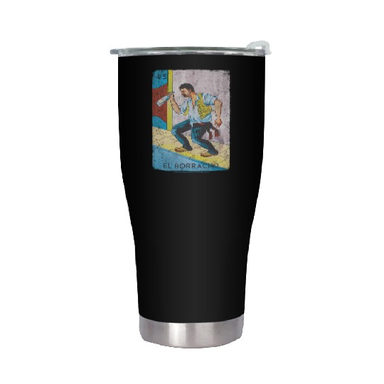 Loteria El Borracho Colorful Tarot Card Stainless Steel Tumblers
