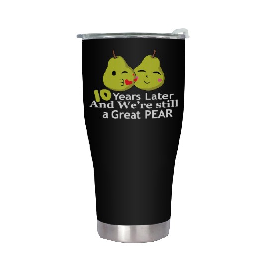10 Ten Year Anniversary Matching Couple Great Pear Stainless Steel Tumblers