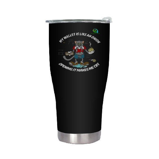 Financial Humor Stainless Steel Tumblers: Crying Onion Wallet - White T