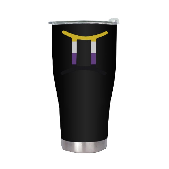 Non Binary Gemini Sign Non Binary Pride Stainless Steel Tumblers