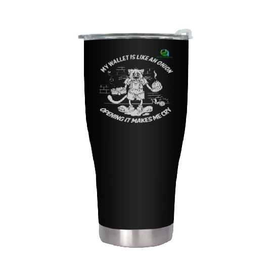 Financial Humor Stainless Steel Tumblers: Crying Onion Wallet - White