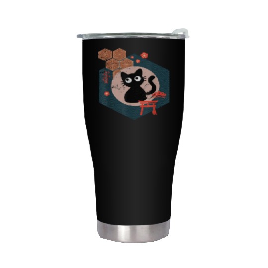 Black Cat Lover japanese kitten anime tokyo otaku Stainless Steel Tumblers