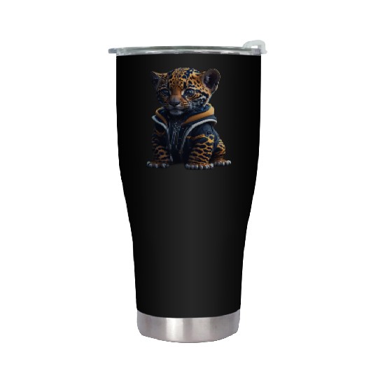 A cute tiny hyper realistic baby jaguar Stainless Steel Tumblers