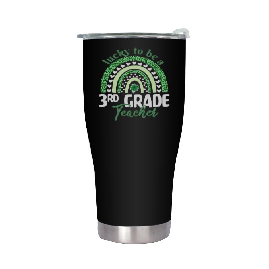 Lucky To Be A 3Rd Grade Teacher St Patric Day Leop Stainless Steel Tumblers