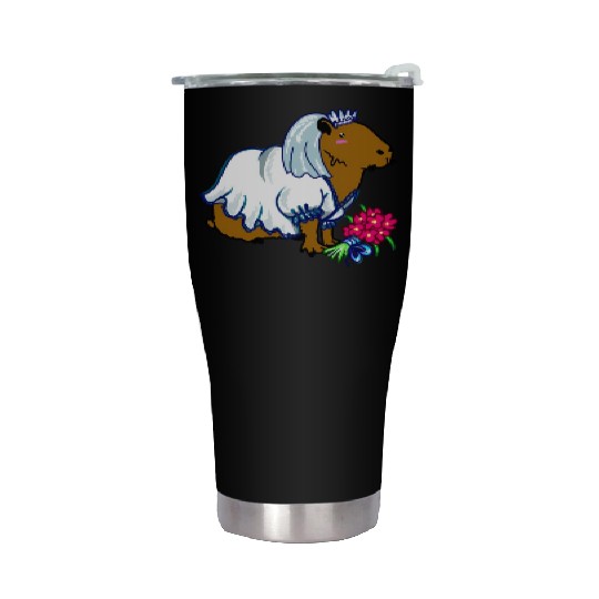 Capybara Bride In A Wedding Dress Illustration Stainless Steel Tumblers