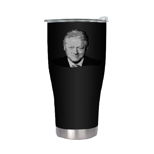 Bill Clinton Grayscale Pop Art Stainless Steel Tumblers