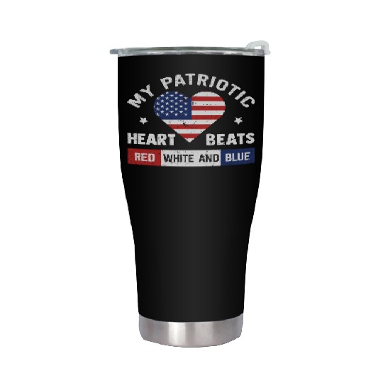 My Patriotic heart red white blue 4th of July Stainless Steel Tumblers
