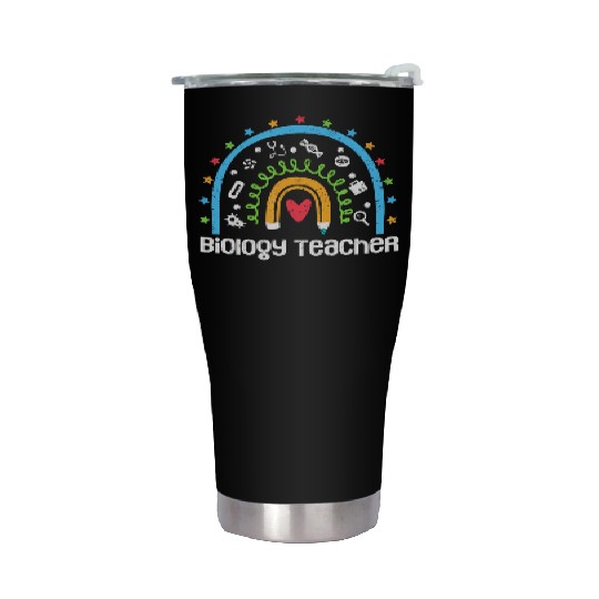 Biology Teacher Rainbow Biologist Back To School Stainless Steel Tumblers
